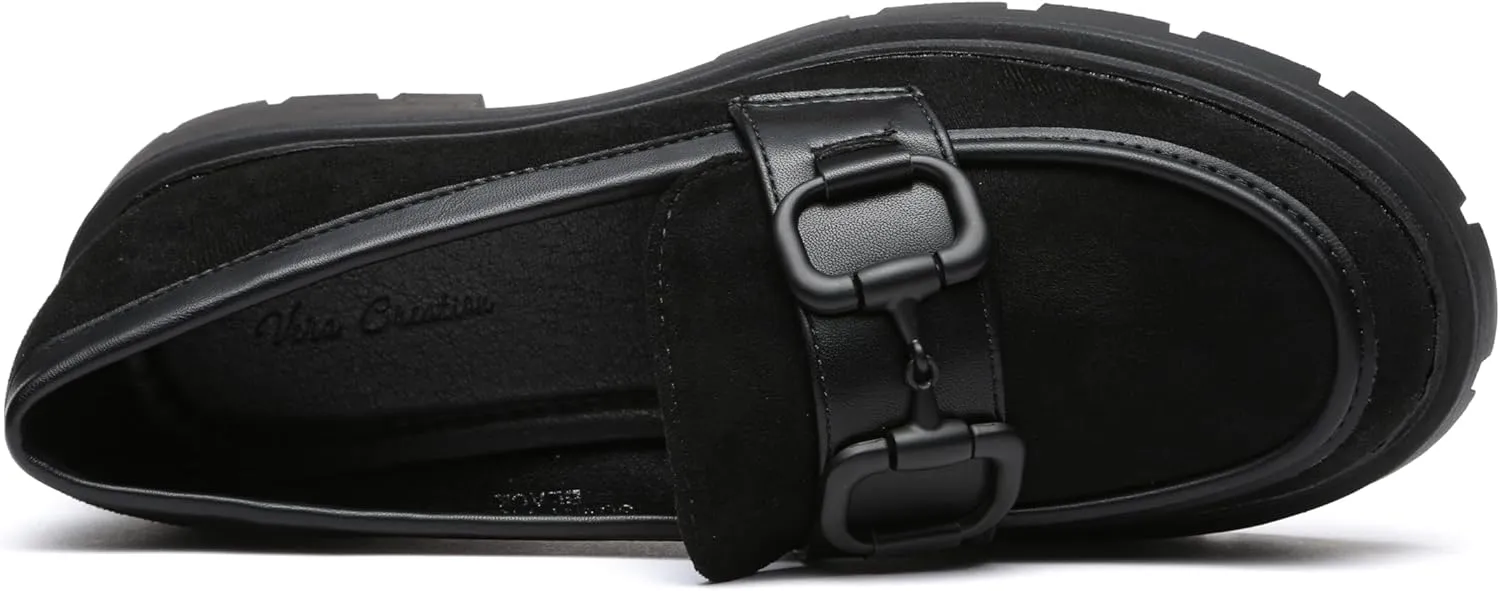 Women Penny Loafers Casual Hollow Out Slip On Chunky Platform Loafers Work Shopping Travel Shoes