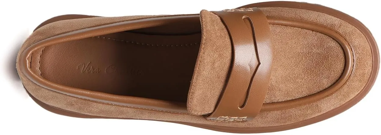 Women Penny Loafers Casual Hollow Out Slip On Chunky Platform Loafers Work Shopping Travel Shoes