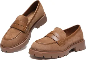 Women Penny Loafers Casual Hollow Out Slip On Chunky Platform Loafers Work Shopping Travel Shoes