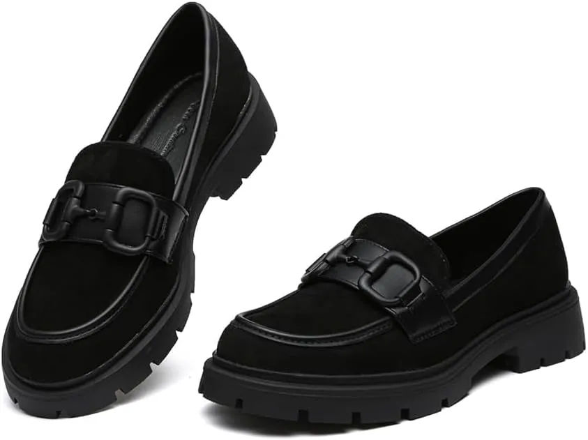 Women Penny Loafers Casual Hollow Out Slip On Chunky Platform Loafers Work Shopping Travel Shoes