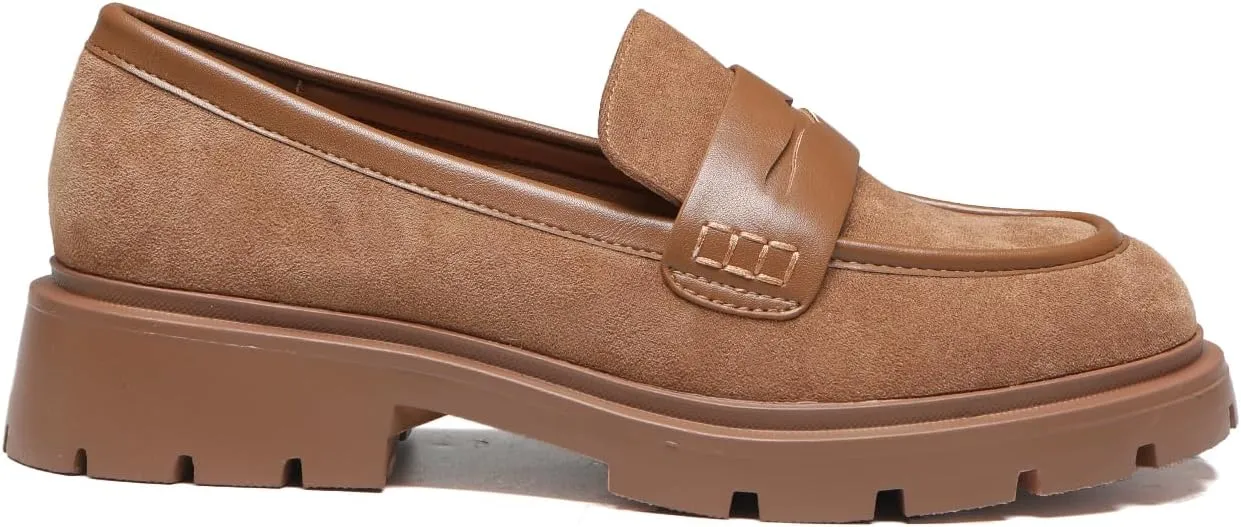 Women Penny Loafers Casual Hollow Out Slip On Chunky Platform Loafers Work Shopping Travel Shoes