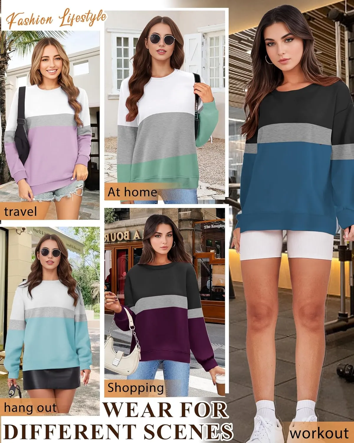 Women Sweatshirt, Casual Crewneck Sweatshirts for Women Loose Fit Long Sleeve Pullover Tops Cute Soft Shirt