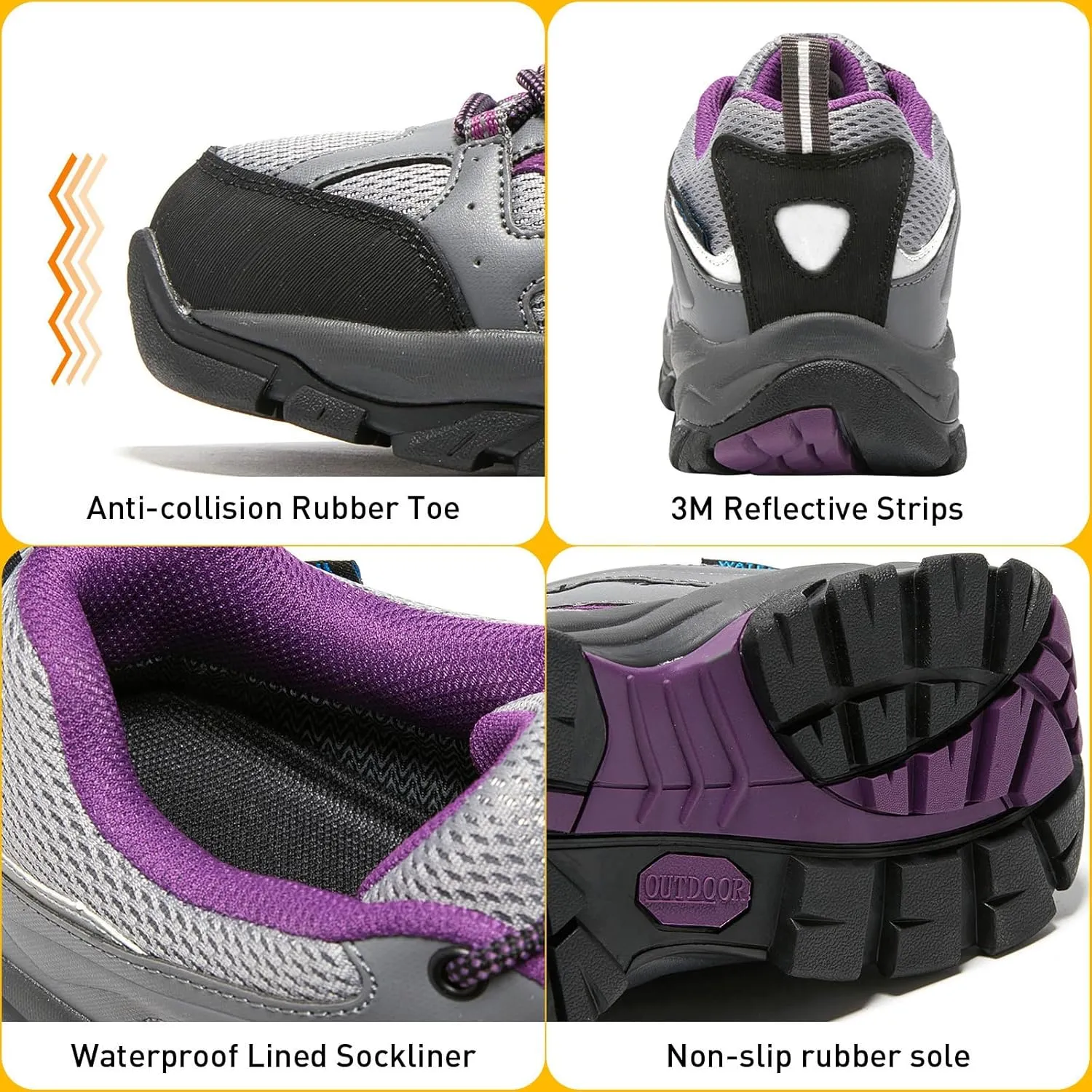 Women Waterproof Hiking Boots Breathable Soft Lined Booties Non Slip Trail Shoes for Outdoor Walking Trekking Camping