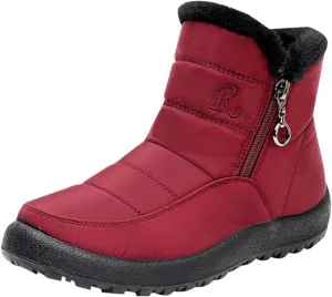 Women Winter Snow Boots Fleece Lined Walking Booties Fashion Flat Bootie Non Slip Outdoor Ankle Short Boot Lightweight Winter Shoes