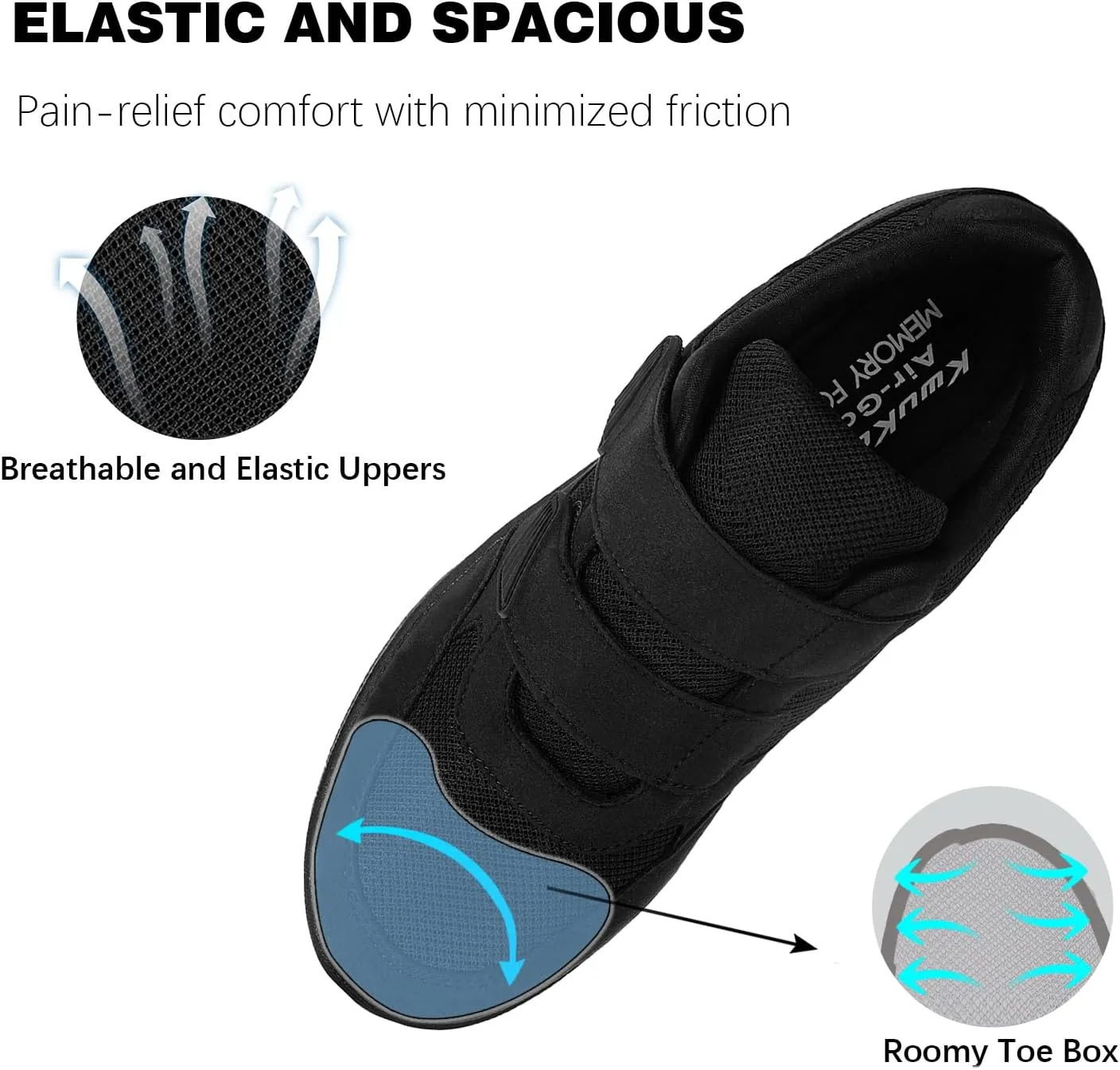 Women's Adjustable Fit Diabetic Shoes Orthopedic Walking Sneakers | Plantar Fasciitis/Swollen Feet/Bunions | Wide Size 6.5-11.5