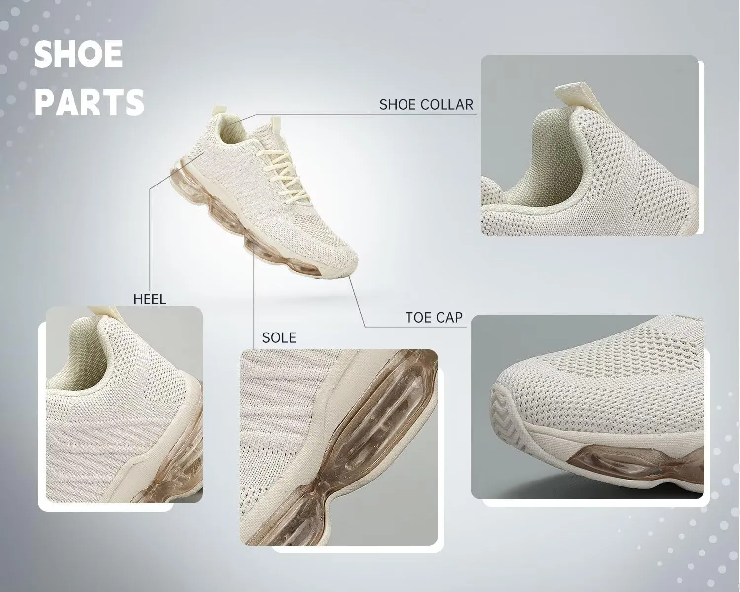 Womens Air Cushion Running Shoes Walking Jogging Fitness Gym Fashion Sneakers Lace Up Casual Comfortable Work Tennis Sport Athletic Trainers