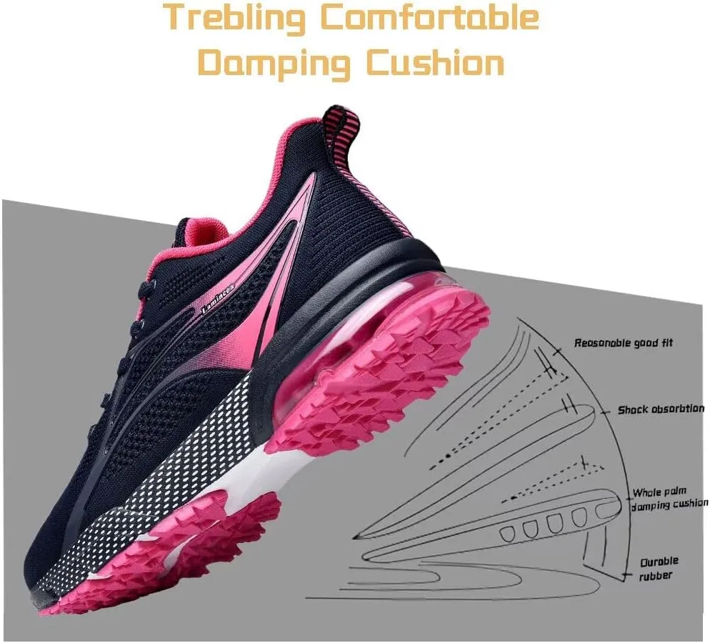 Womens Air Running Shoes Non Slip Tennis Walking Shoes Women Mesh Cushion Sneakers for Gym Workout Sports