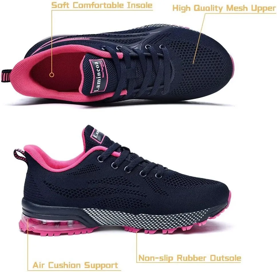 Womens Air Running Shoes Non Slip Tennis Walking Shoes Women Mesh Cushion Sneakers for Gym Workout Sports