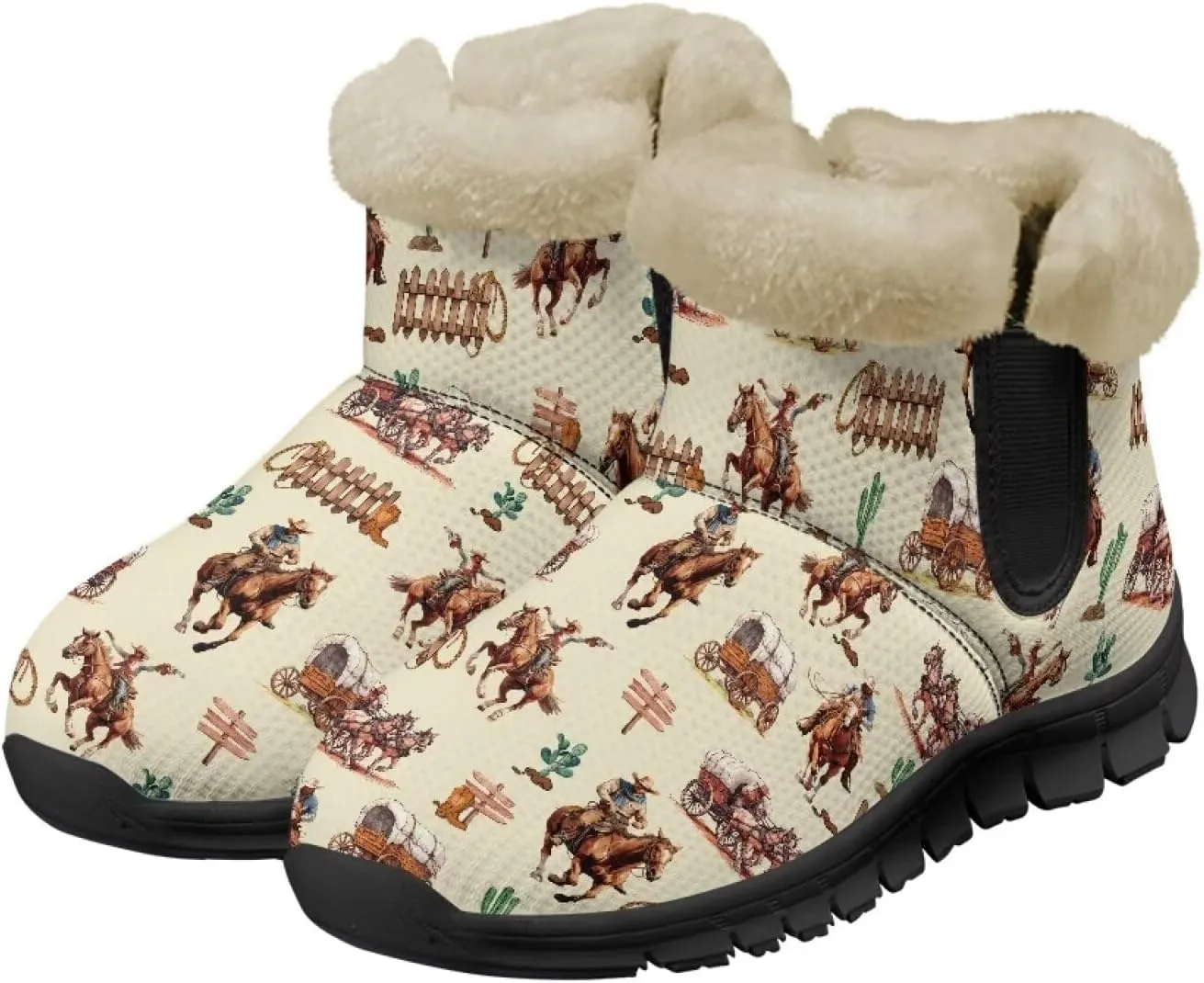 Women's Ankle Boots & Booties Highland Cow Winter Warm Fuzzy Snow Boots Casual Barefoot Shoes Size 6-12