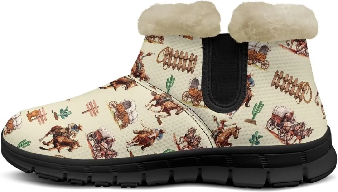 Women's Ankle Boots & Booties Highland Cow Winter Warm Fuzzy Snow Boots Casual Barefoot Shoes Size 6-12