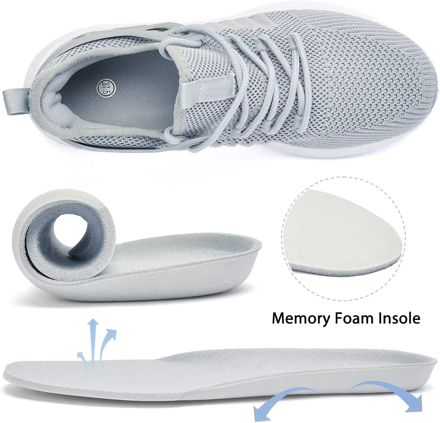 Womens Athletic Walking Shoes - Running Tennis Shoes Jogging Workout Lightweight Breathable Slip on Sneakers for Indoor Outdoor Gym Travel Work