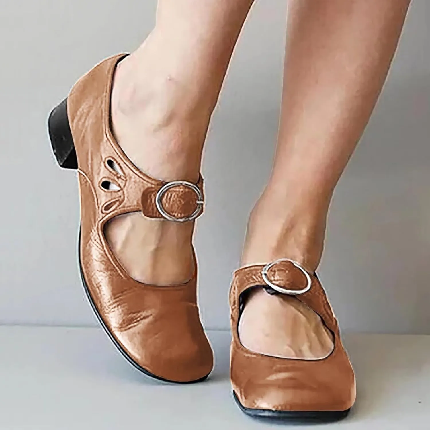 Women's Breathable Slip On Loafers Comfortable Casual Shoes for Walking Lightweight Chunky Heel Everyday Wear