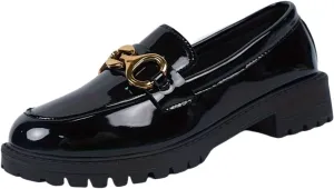 Women's Buckle Decor Chunky Heel Loafers, Fashion Preppy Style Dress Shoes