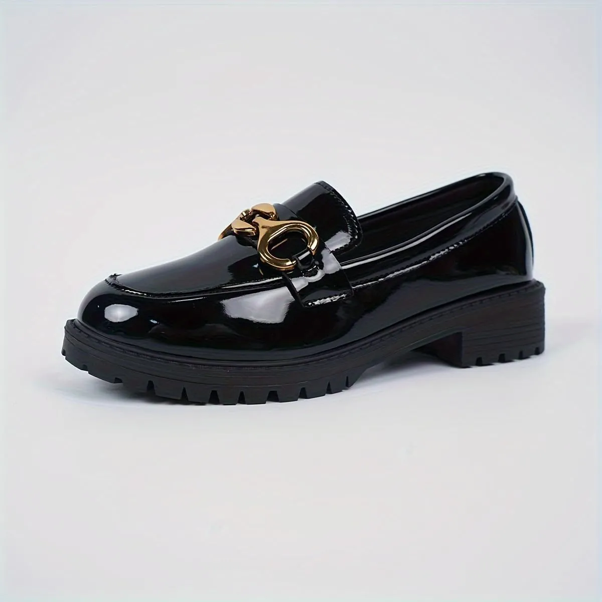 Women's Buckle Decor Chunky Heel Loafers, Fashion Preppy Style Dress Shoes