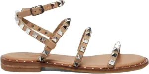 Womens Buckle Strap Front Rear Strap Flat Heel Open Side Vamp Basic Sandals PU Upper Rivet Detail Lightweight Summer Sandals