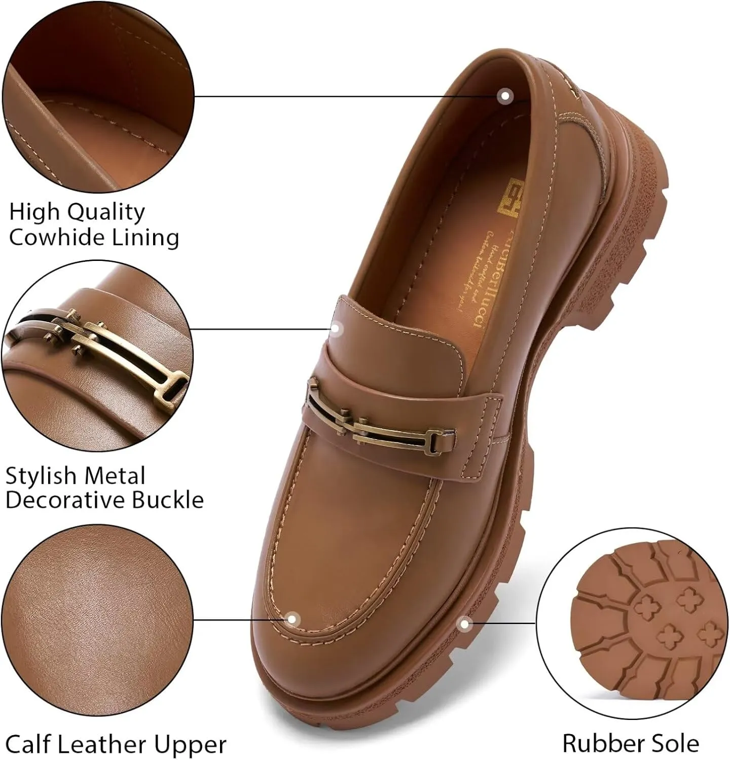 Women's Business Casual Chunky Loafers - Comfortable Platform Slip-Ons