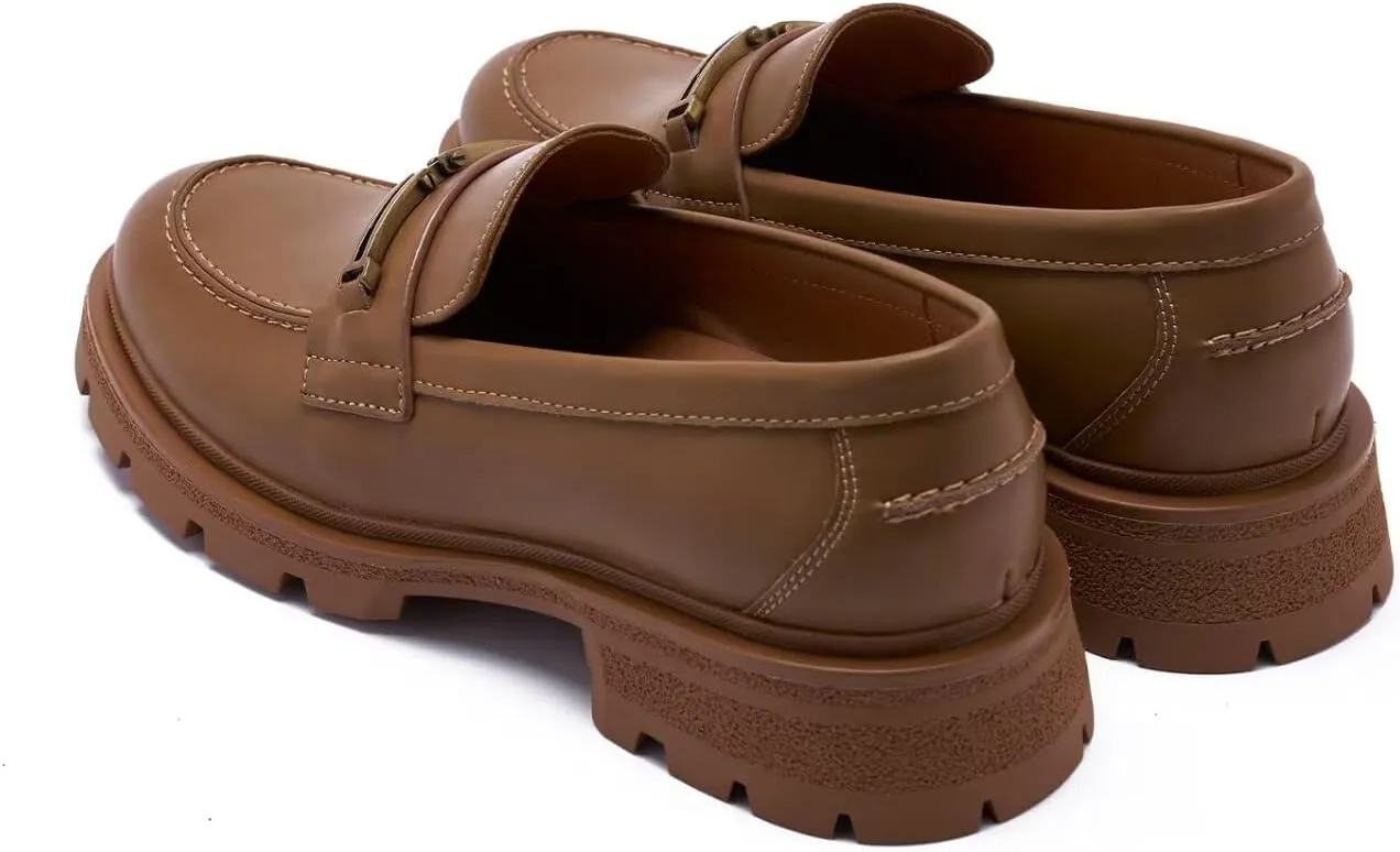 Women's Business Casual Chunky Loafers - Comfortable Platform Slip-Ons