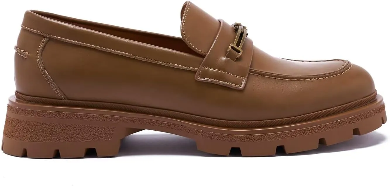 Women's Business Casual Chunky Loafers - Comfortable Platform Slip-Ons