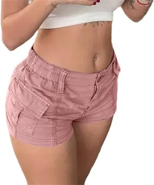 Womens Cargo Shorts Elastic Shorts Y2k E-Girl Slim Fit Cargo Shorts for Harajuku Streetwear
