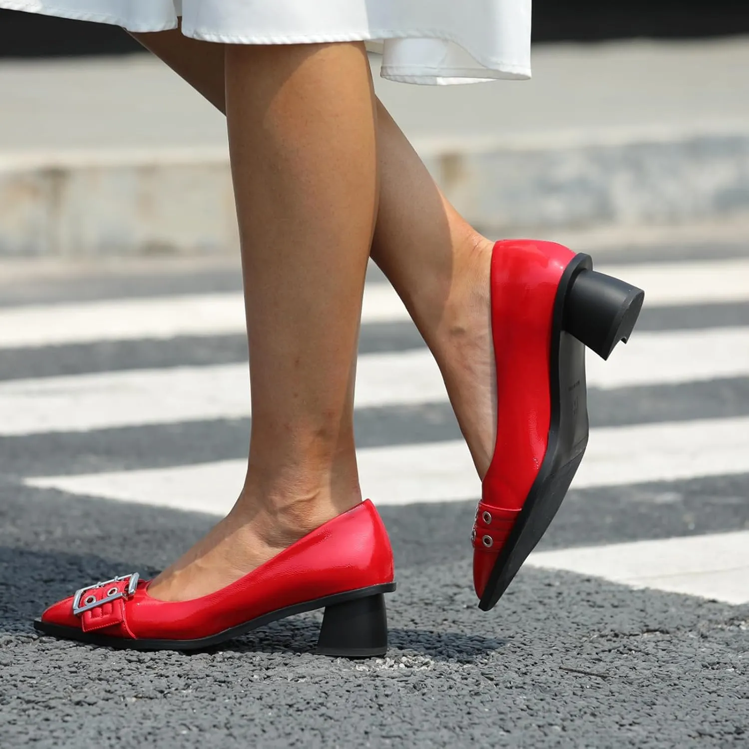 Women's Chunky Low Block Heels Mary Jane Closed Toe Work Pumps, Comfortable Pointed Toe Dress Wedding Shoes,Women's Loafers Leather Penny Loafers Fashion Low Heel Dressy Shoes