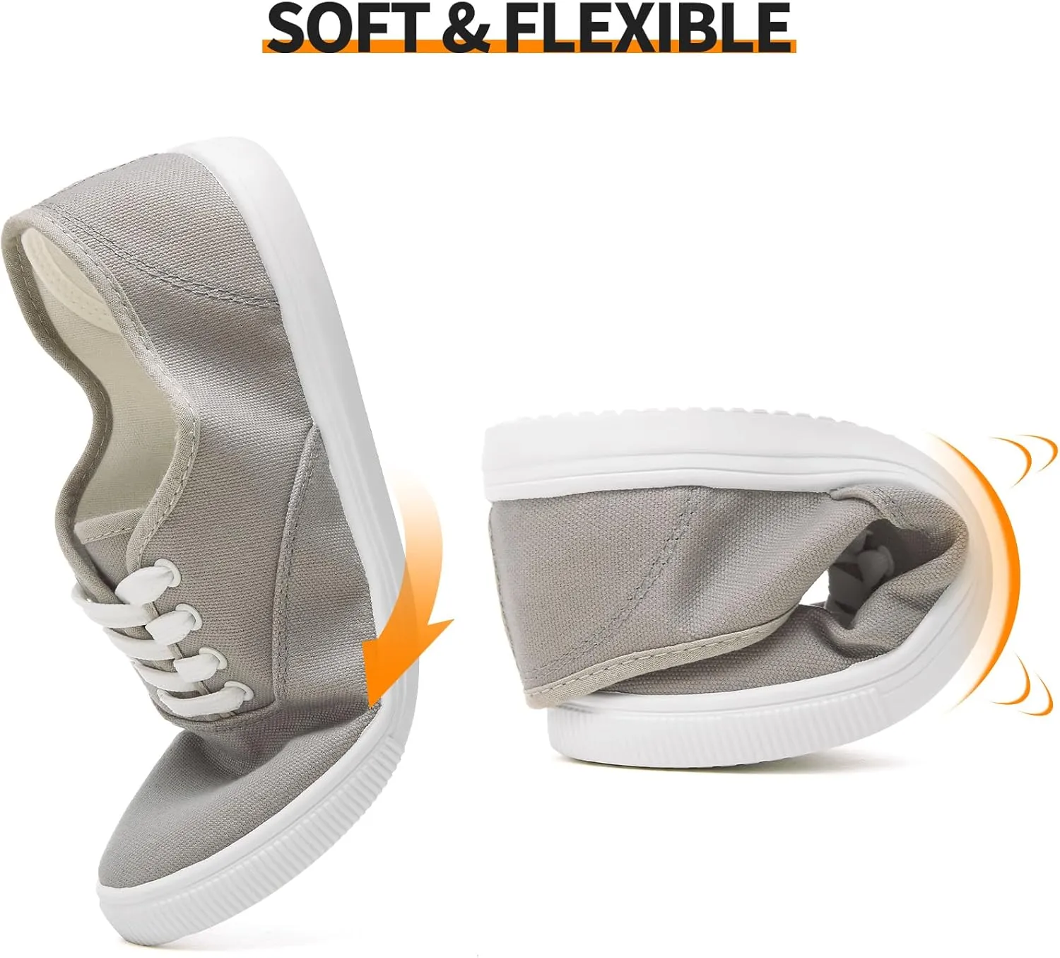 Womens Classic White Sneakers,Low Top White Canvas Shoes,Lightweight Casual Canvas Sneakers