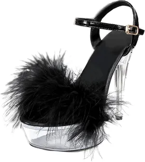 Women's Clear Platform Stiletto High-heeled Sexy Ankle Strap Dance Heels Sandals