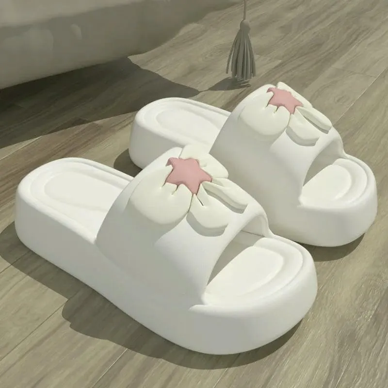 Women's Clogs Summer Casual Thick-Soled Slippers for Women Cute Bow Flat Bottom Lovely Fashion Home Shoes