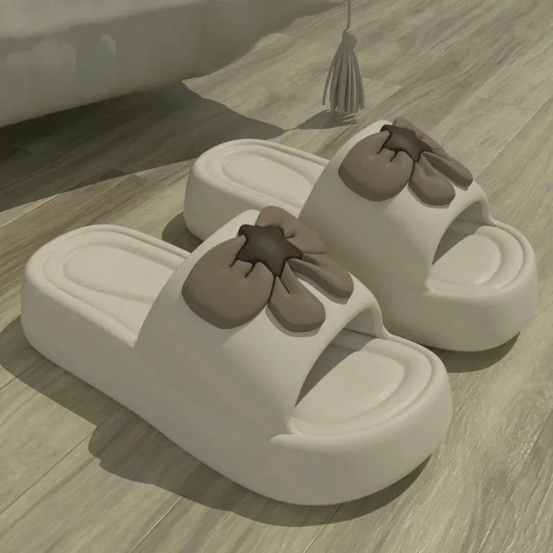 Women's Clogs Summer Casual Thick-Soled Slippers for Women Cute Bow Flat Bottom Lovely Fashion Home Shoes