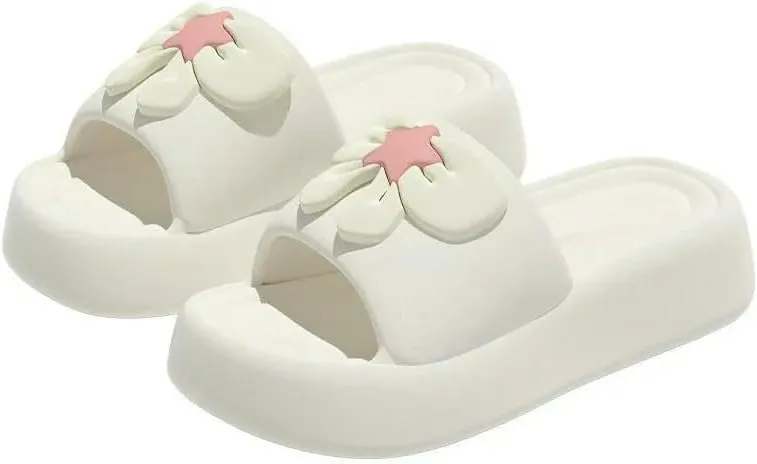 Women's Clogs Summer Casual Thick-Soled Slippers for Women Cute Bow Flat Bottom Lovely Fashion Home Shoes