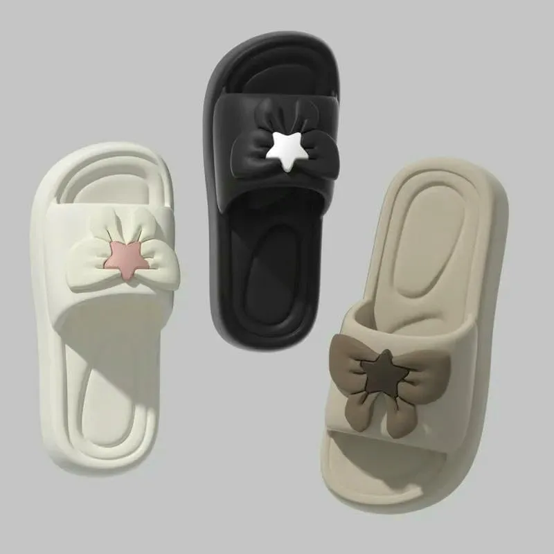 Women's Clogs Summer Casual Thick-Soled Slippers for Women Cute Bow Flat Bottom Lovely Fashion Home Shoes