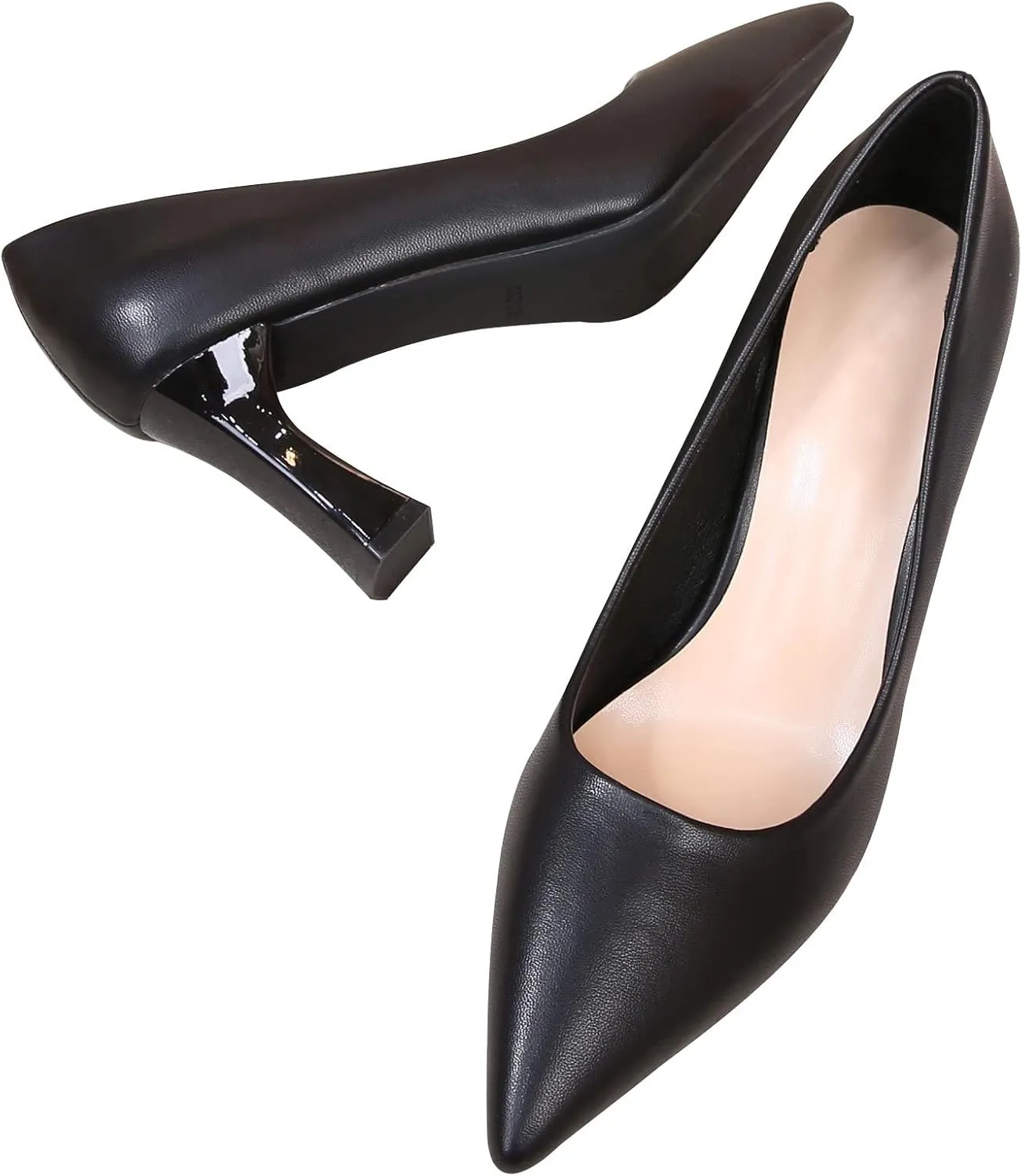 Women's Closed Pointed Toe Chunky Block High Heels Slip On Office Wedding Dress Pumps Shoes for Women 3 Inches