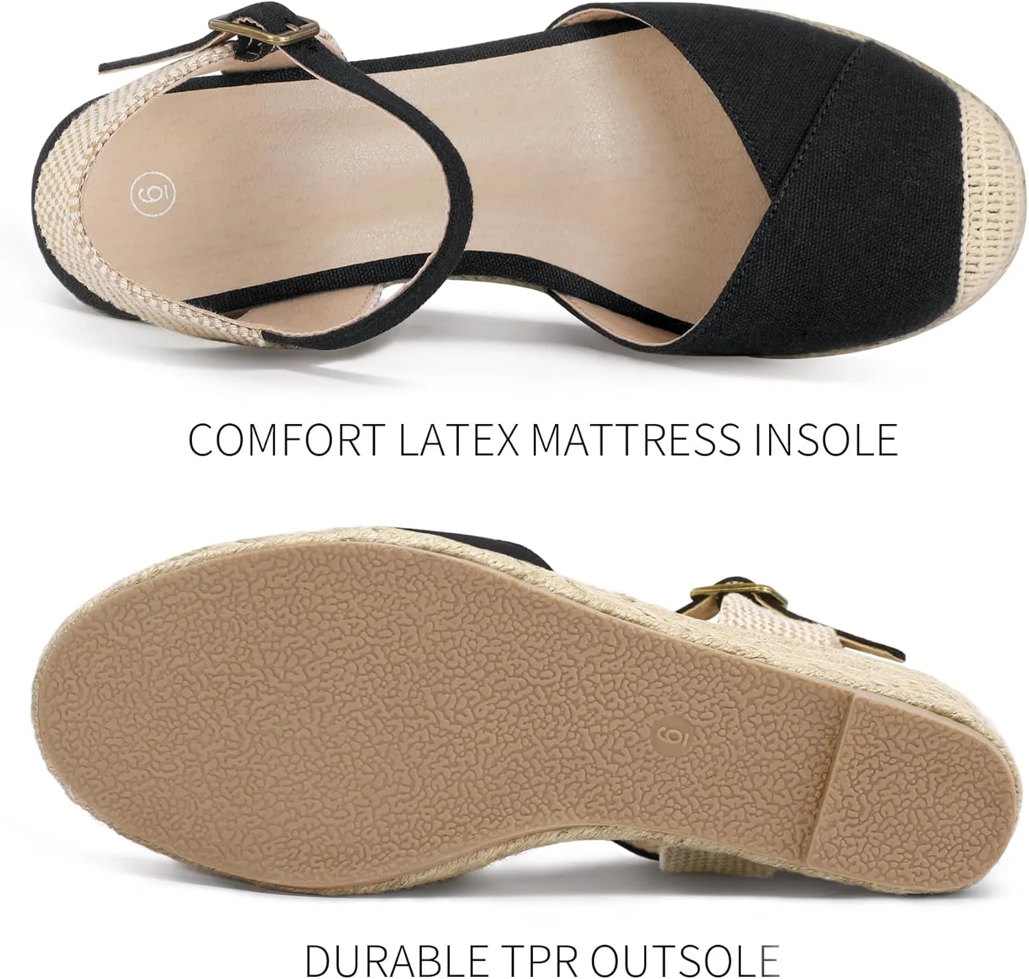 Women's Closed Toe Platform Sandals Summer Buckle Ankle Strap Espadrilles Wedge Sandals