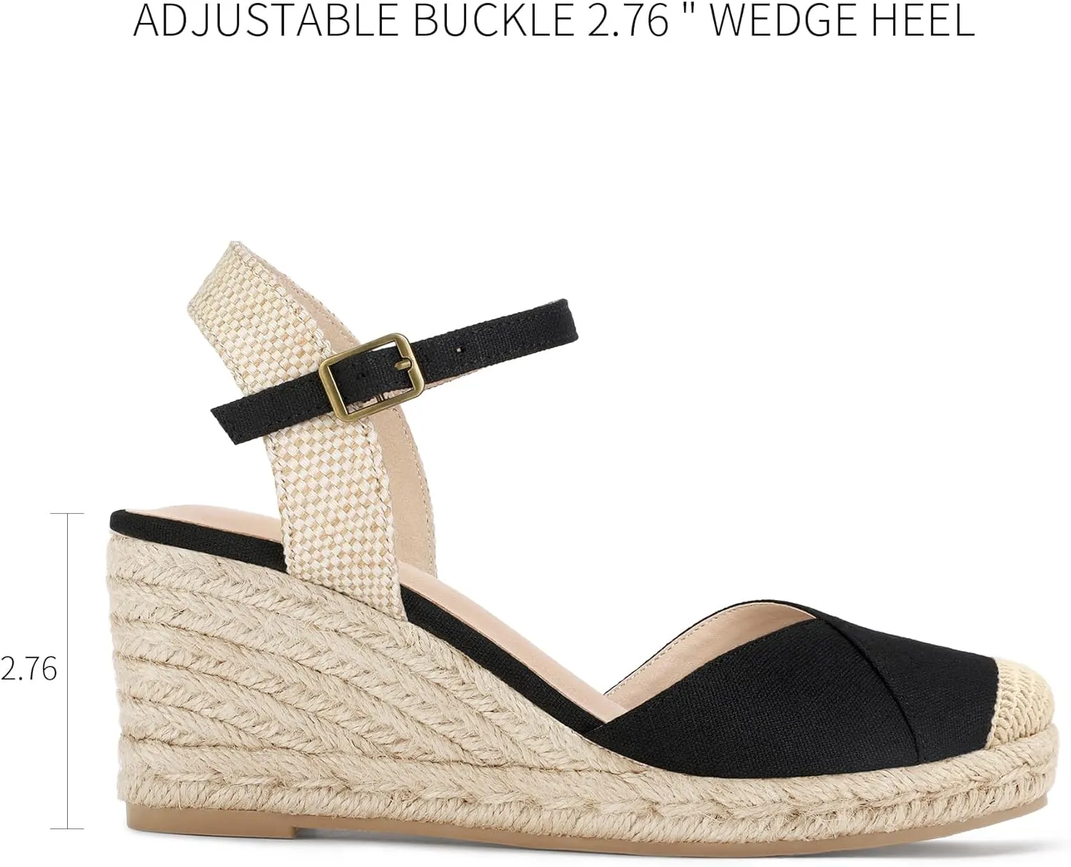 Women's Closed Toe Platform Sandals Summer Buckle Ankle Strap Espadrilles Wedge Sandals