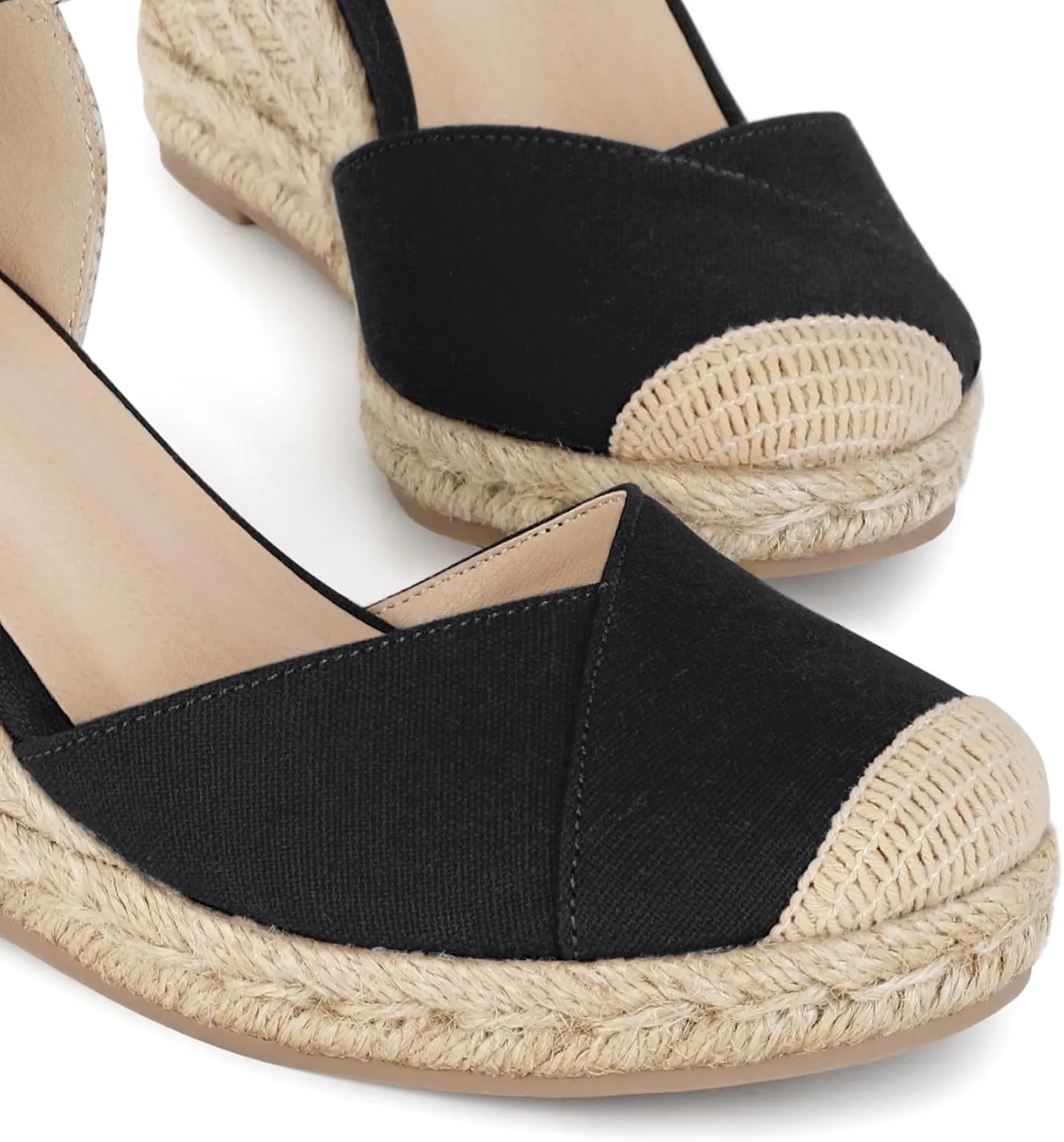 Women's Closed Toe Platform Sandals Summer Buckle Ankle Strap Espadrilles Wedge Sandals