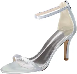 Womens Dress Sandals Small Heel Open Toe Ankle Strap 8.5CM Work Job Bride Wedding Shoes Zip
