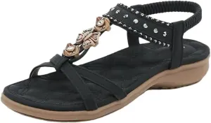 Womens Elastic Band Back Strap Wedge Heel Open Side Vamp Modern Sandals PU Upper Basic Casual Beach Summer Sandals