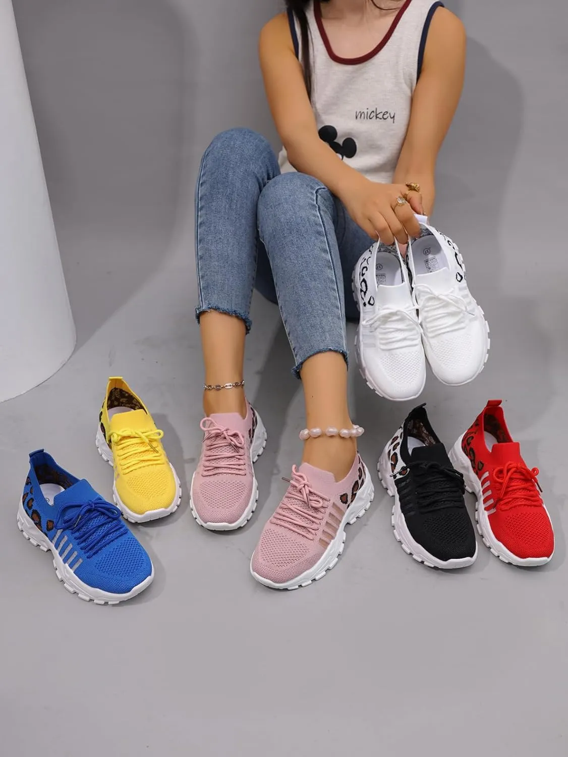 Women's Fashion Leopard Print Lace Up Low Top Sneakers, Casual Comfortable Sports Running Shoes