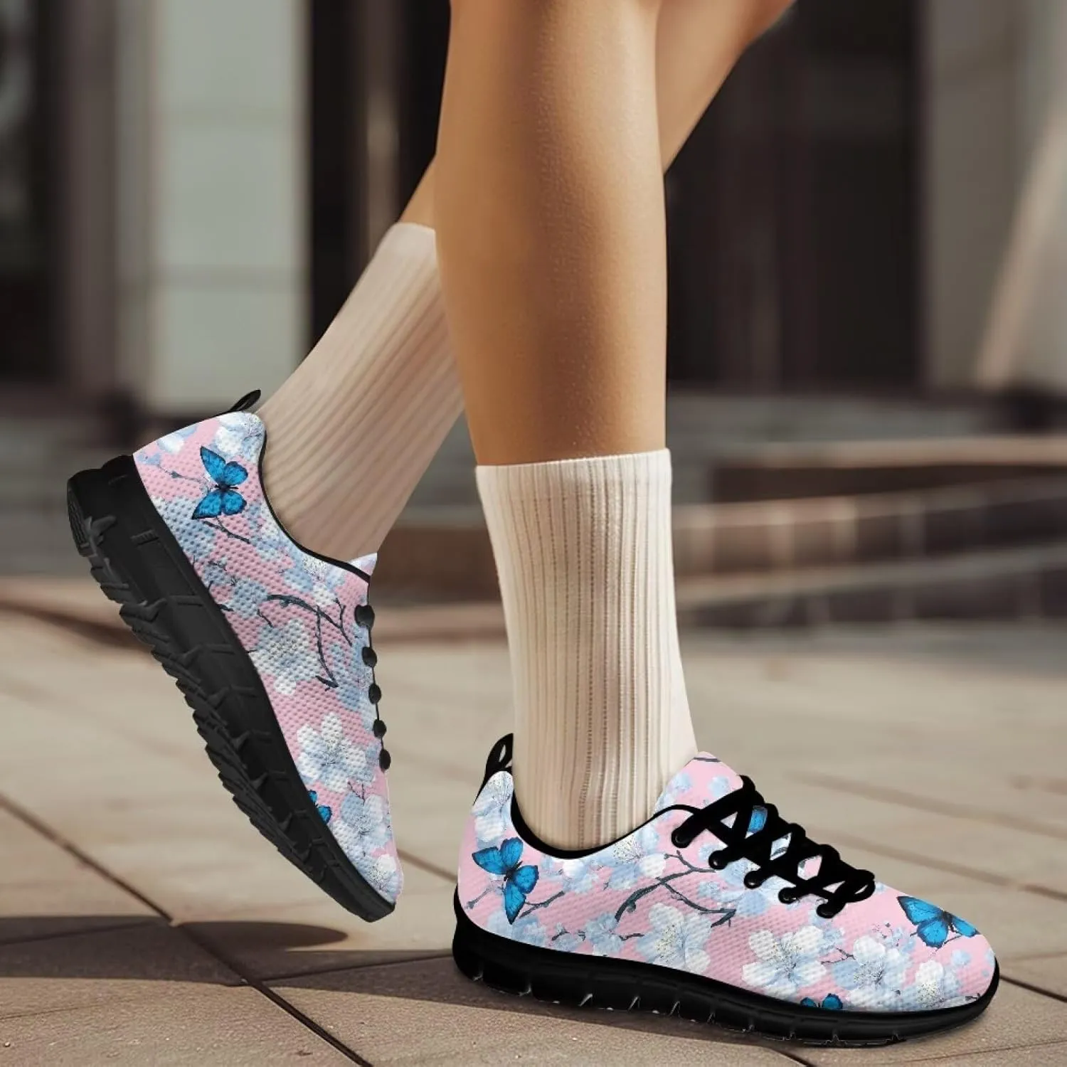 Women's Fashion Sneakers Low Top Casual Shoes Lightweight Wide Arch Support Travel Sneakers for Workout Size 5-12 Black Sole