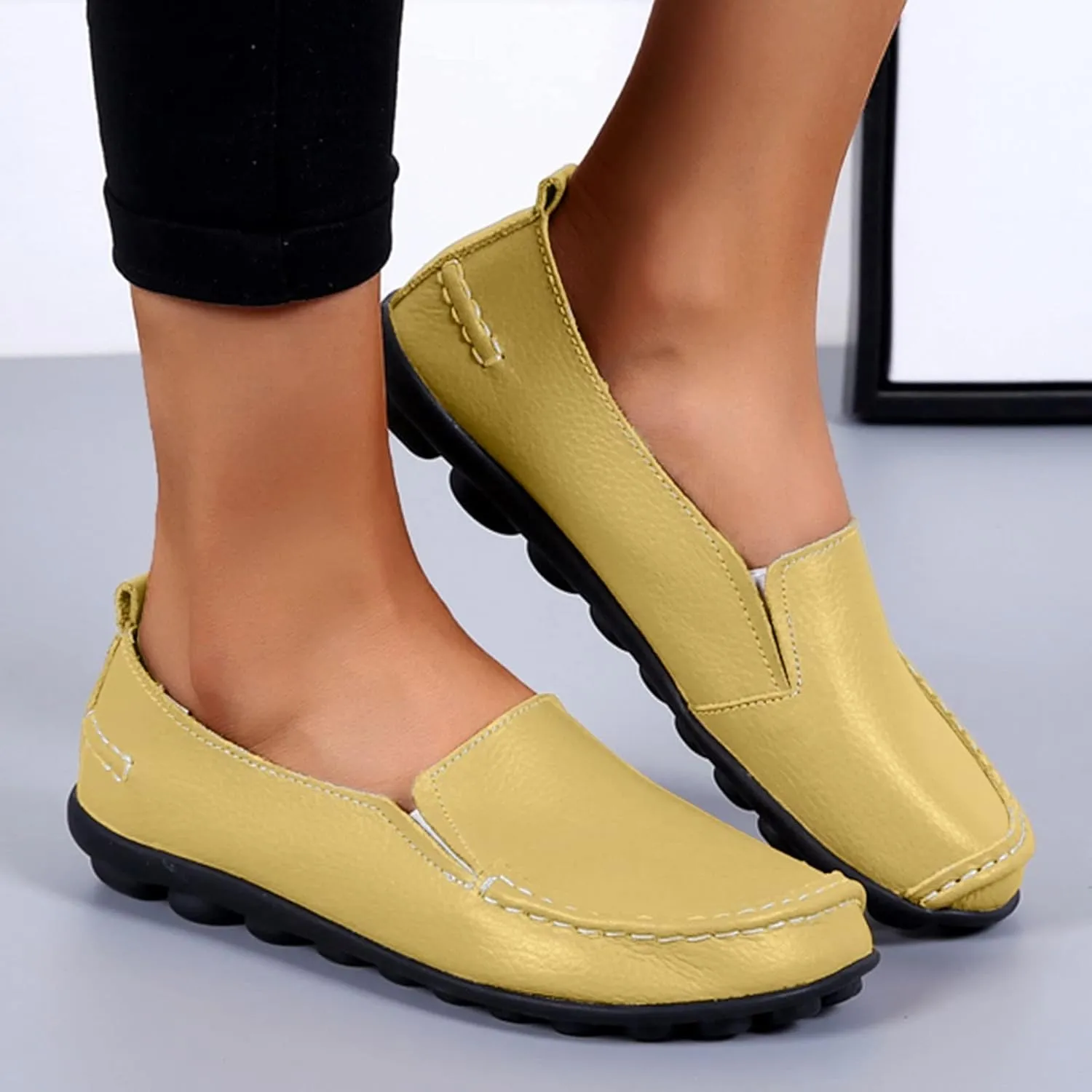 Women's Flats Shoes Slip On Work Shoes Comfort Walking Shoes Lightweight Comfort Penny Loafers Classic Wide Flats