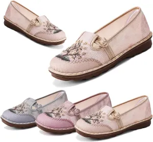 Women's Floral Embroidered Loafers Slip-On Slippers Comfortable Soft Sole Retro & FashionablePerfect for Casual Wear Walking Work and Casual Wear