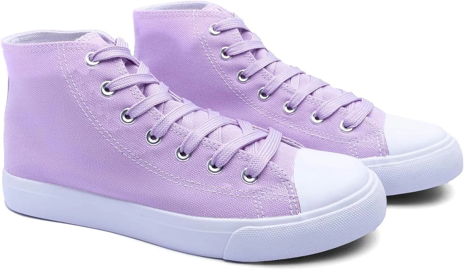Women's High-Top Canvas Sneakers – Classic Lace-Up Casual Shoes with Extra Shoelaces – Comfortable, Stylish, and Durable