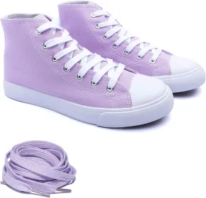 Women's High-Top Canvas Sneakers – Classic Lace-Up Casual Shoes with Extra Shoelaces – Comfortable, Stylish, and Durable