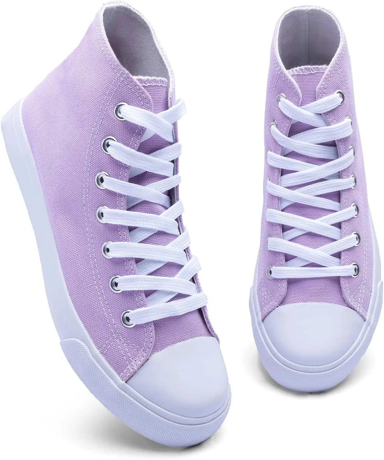 Women's High-Top Canvas Sneakers – Classic Lace-Up Casual Shoes with Extra Shoelaces – Comfortable, Stylish, and Durable