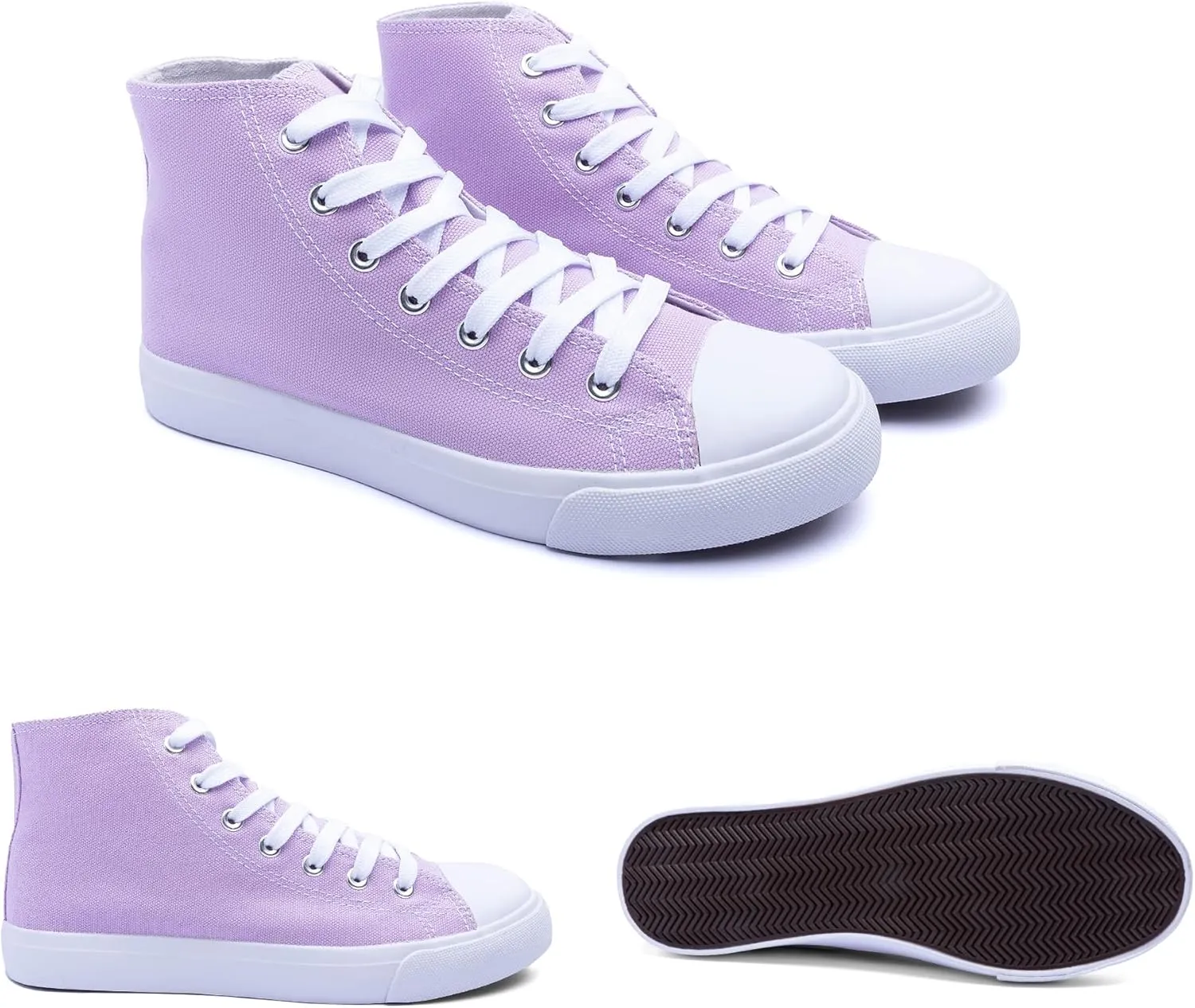 Women's High-Top Canvas Sneakers – Classic Lace-Up Casual Shoes with Extra Shoelaces – Comfortable, Stylish, and Durable