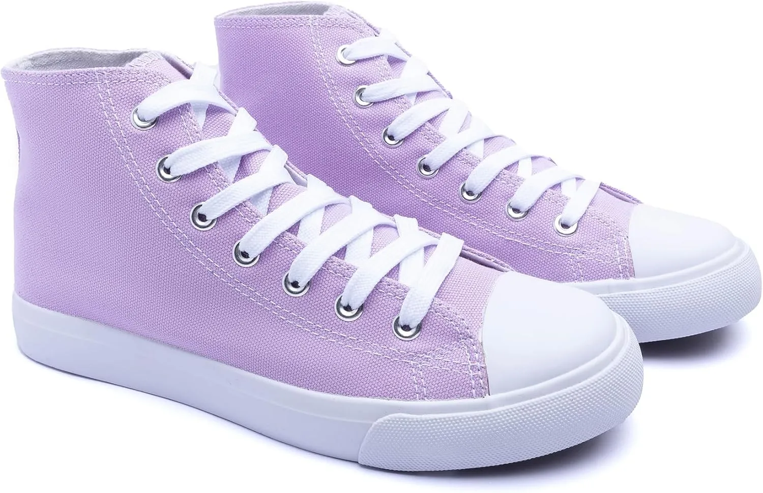 Women's High-Top Canvas Sneakers – Classic Lace-Up Casual Shoes with Extra Shoelaces – Comfortable, Stylish, and Durable