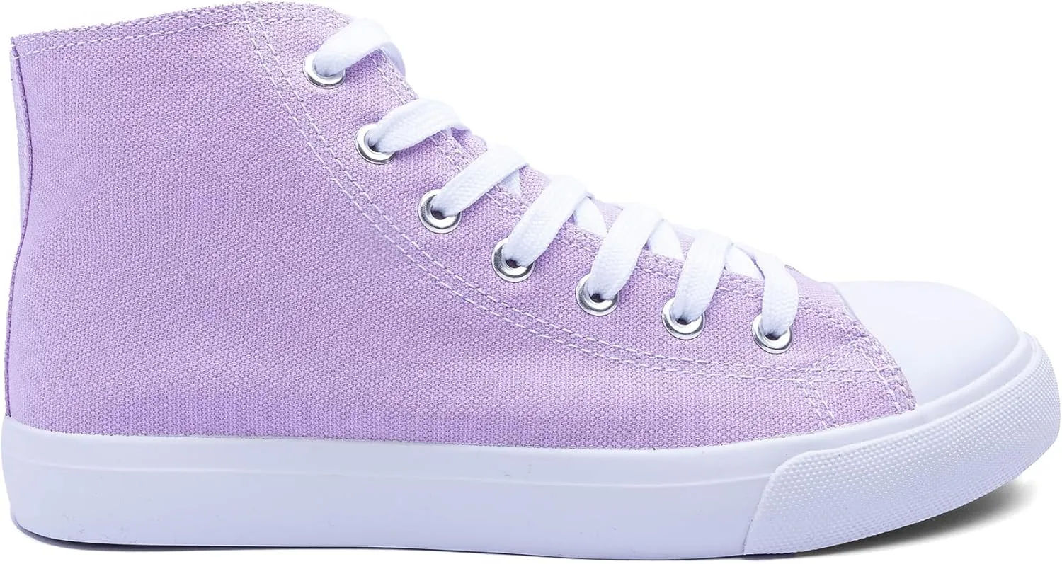 Women's High-Top Canvas Sneakers – Classic Lace-Up Casual Shoes with Extra Shoelaces – Comfortable, Stylish, and Durable
