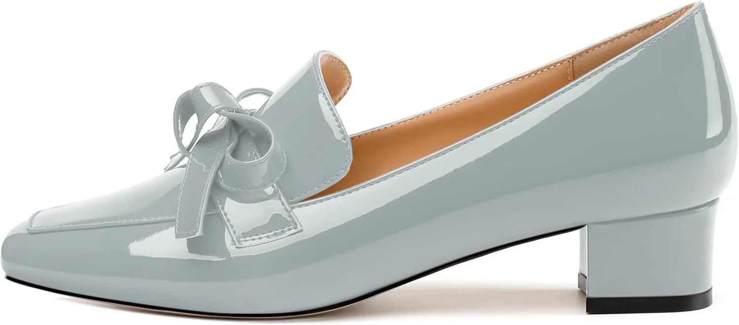 Womens Loafer with Heel, Comfortable Chunky Heels for Women, Loafers Shoes with Bowknot Womens Bunion Dress Shoes