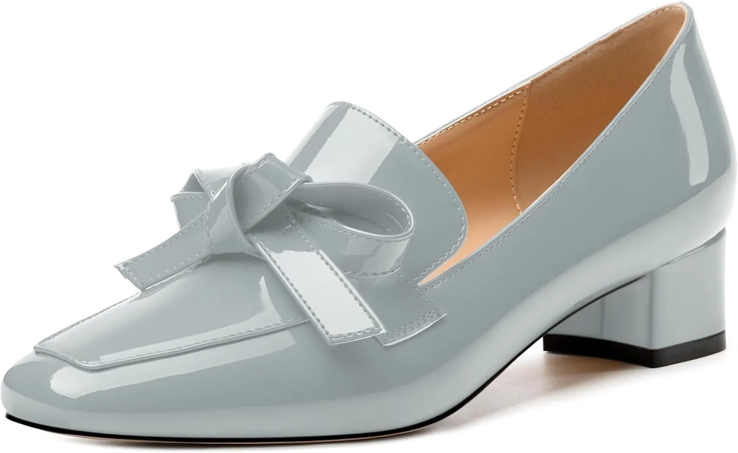 Womens Loafer with Heel, Comfortable Chunky Heels for Women, Loafers Shoes with Bowknot Womens Bunion Dress Shoes