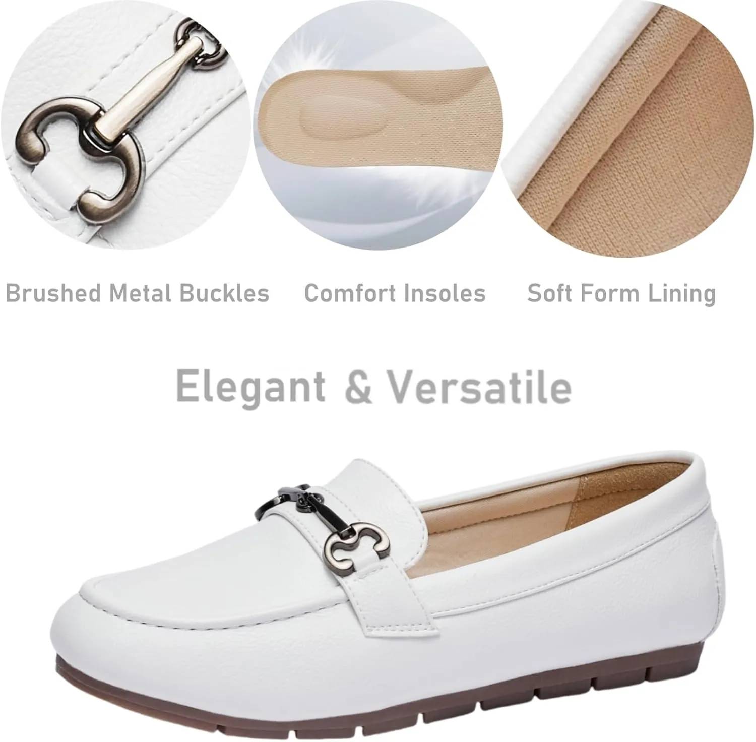 Women's Loafers Comfortable Dressy Slip on Flats Penny Loafers for Women Office Work Walking Shoes with Buckles