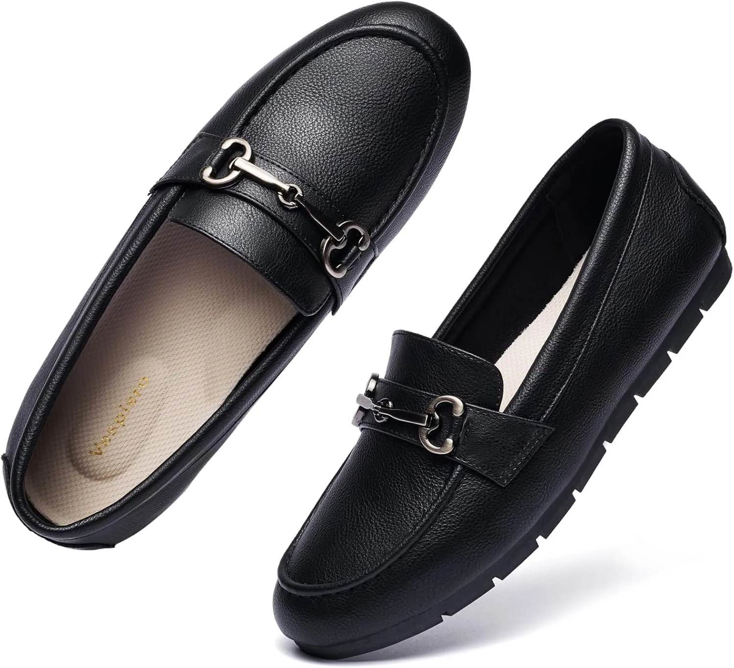 Women's Loafers Comfortable Dressy Slip on Flats Penny Loafers for Women Office Work Walking Shoes with Buckles